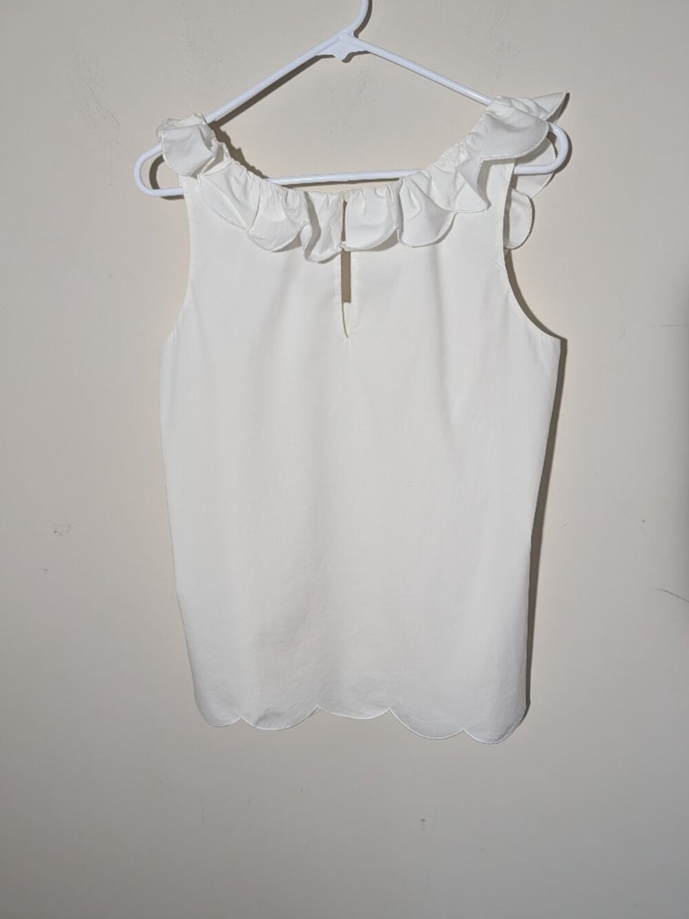 Kate Spade Live Colorfully Sleeveless Crew Ruffle Neck Blouse Sz 8 White - Picture 5 of 5